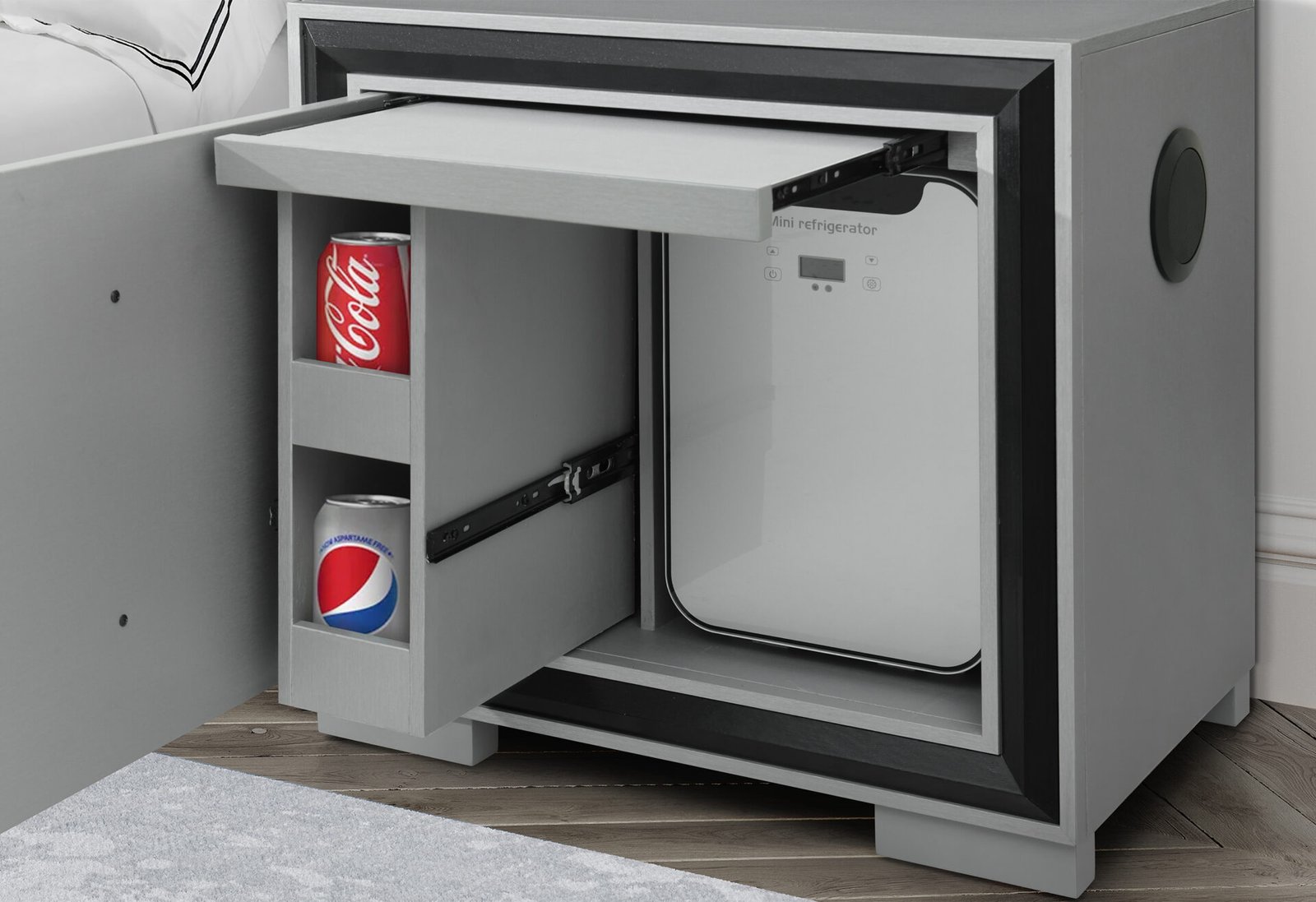 AMELIA GREY/BLACK FULL BED GROUP WITH LED, COOLER AND SPEAKER