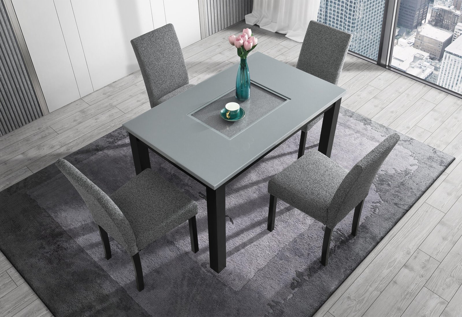 D8112 DINING TABLE WITH 4 D8112 DINING CHAIRS